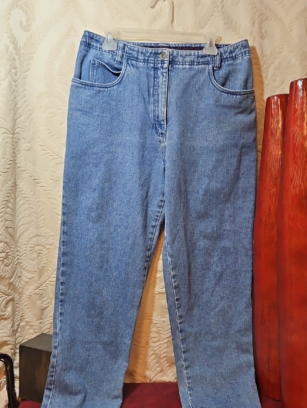 Women's Blue High-Rise Straight-Leg Jeans Y2K